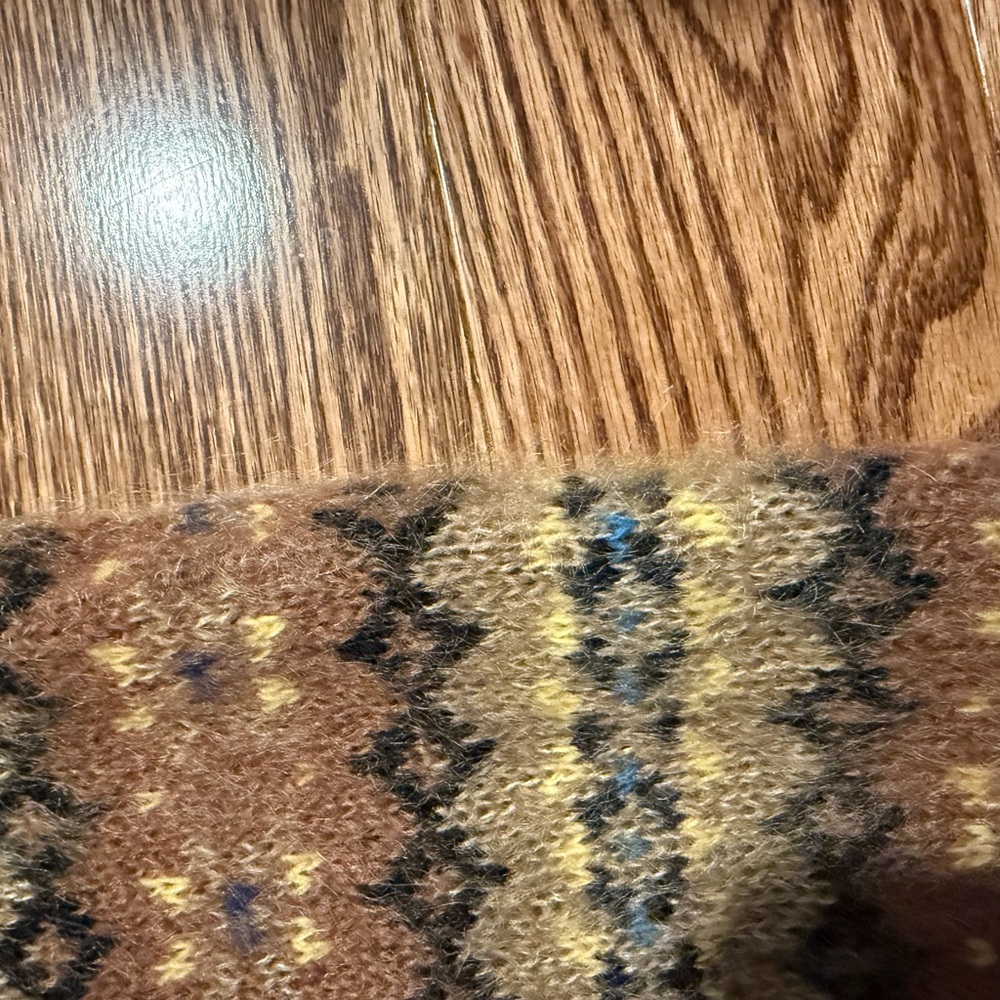 Doen Fran Mohair/Merino Fair Isle Wool Sweater - Brown, Cream, Green size Small - Picture 11 of 12